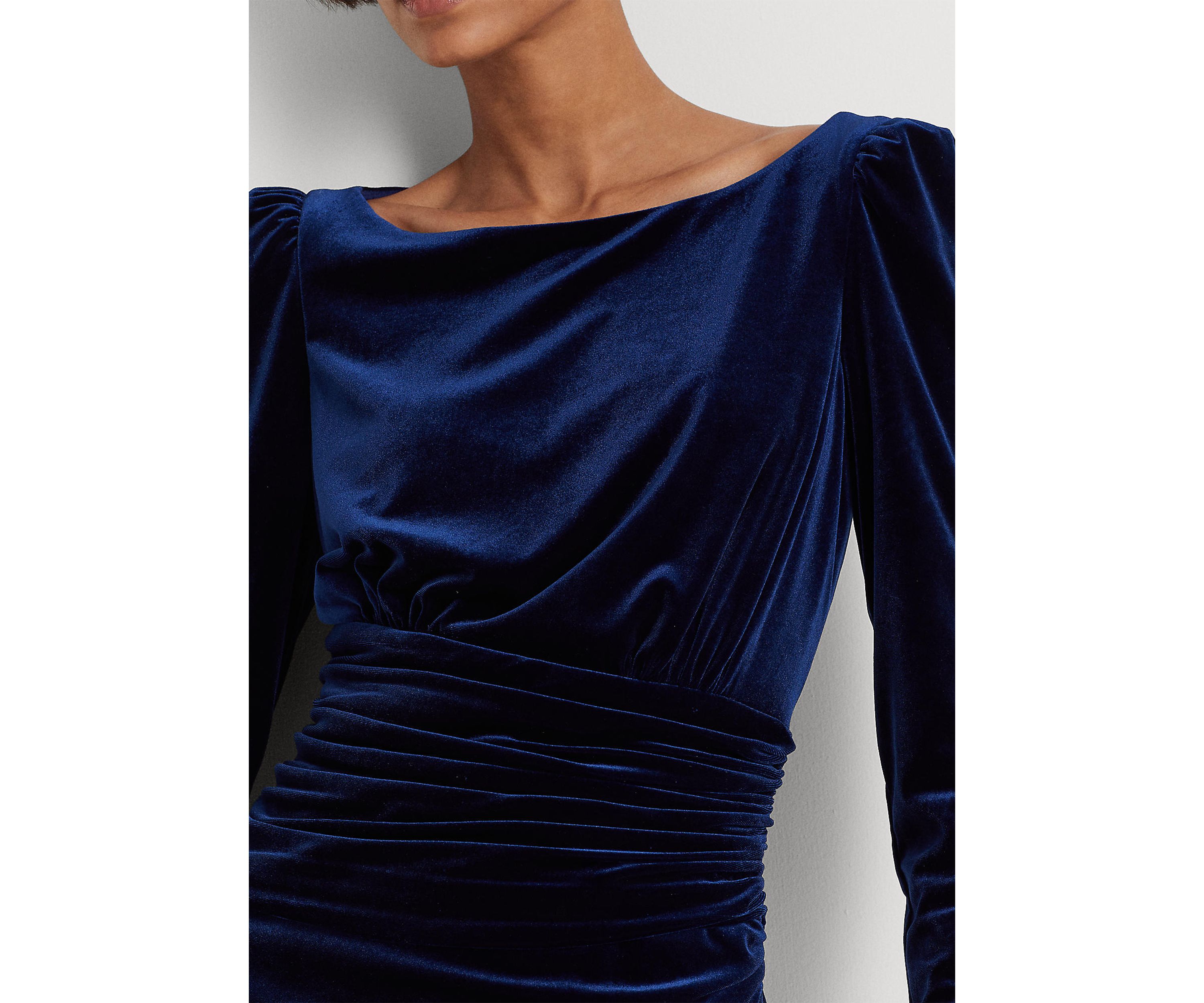 Velvet Puff-Sleeve Cocktail Dress