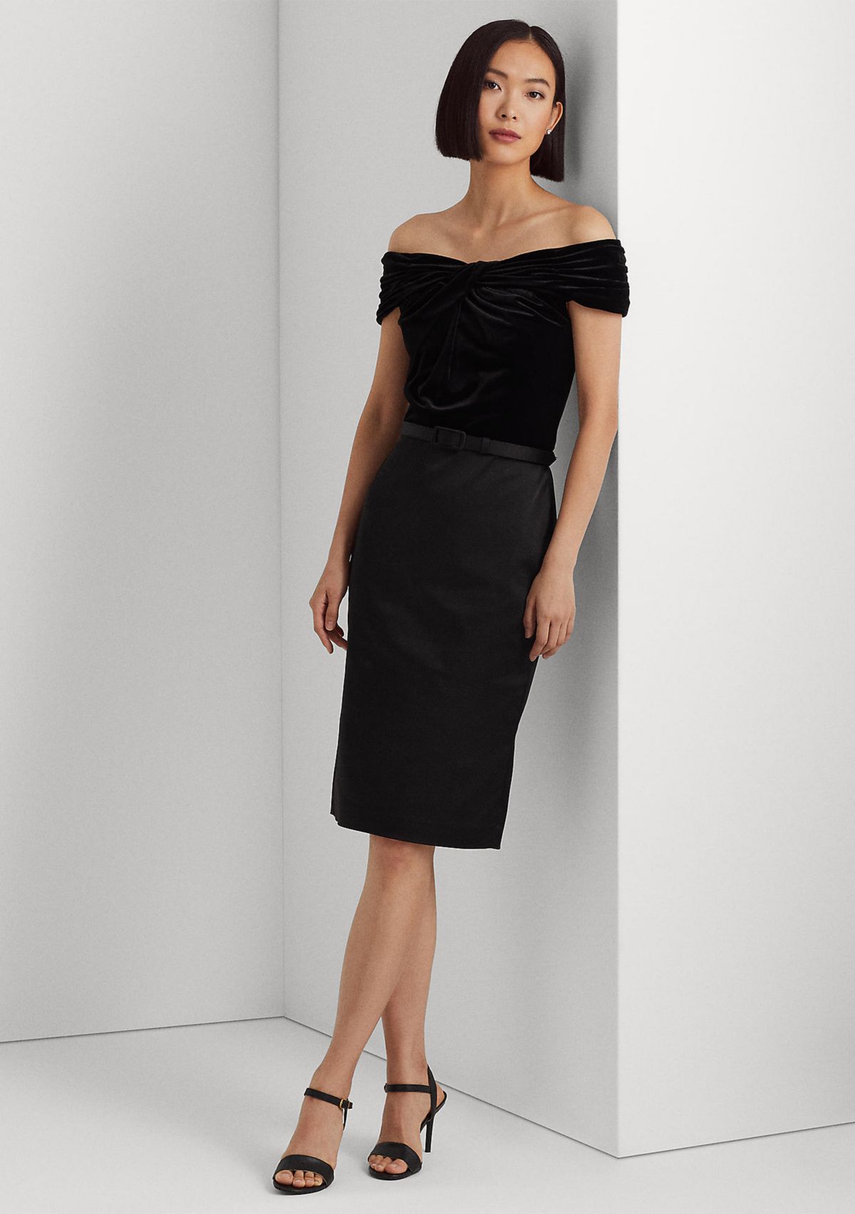 Belted Off-the-Shoulder Cocktail Dress