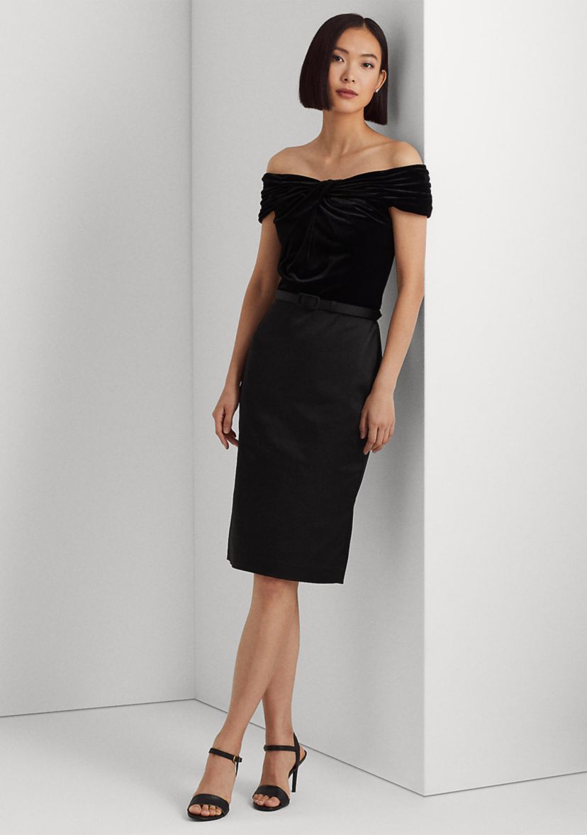 Belted Off-the-Shoulder Cocktail Dress