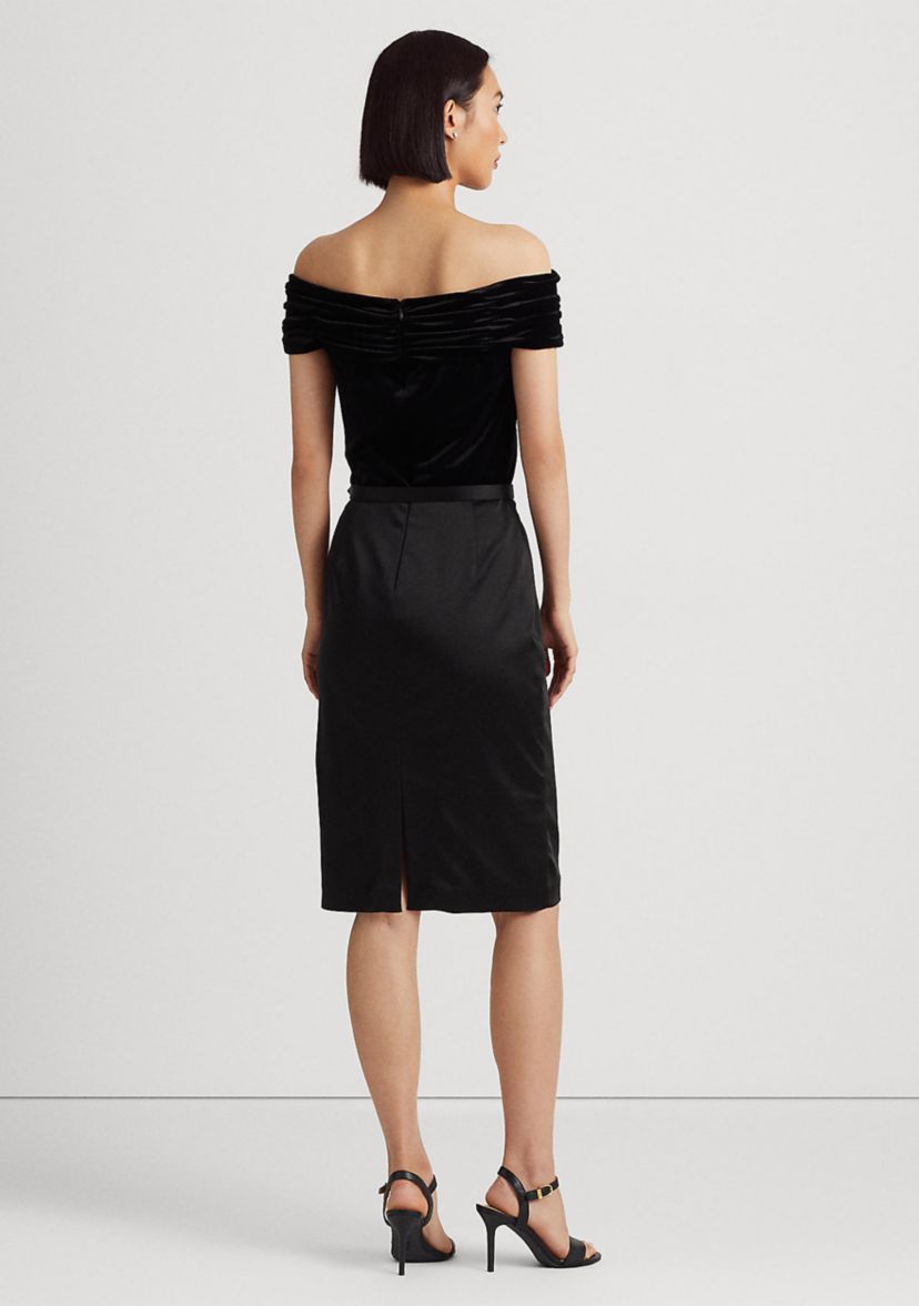 Belted Off-the-Shoulder Cocktail Dress