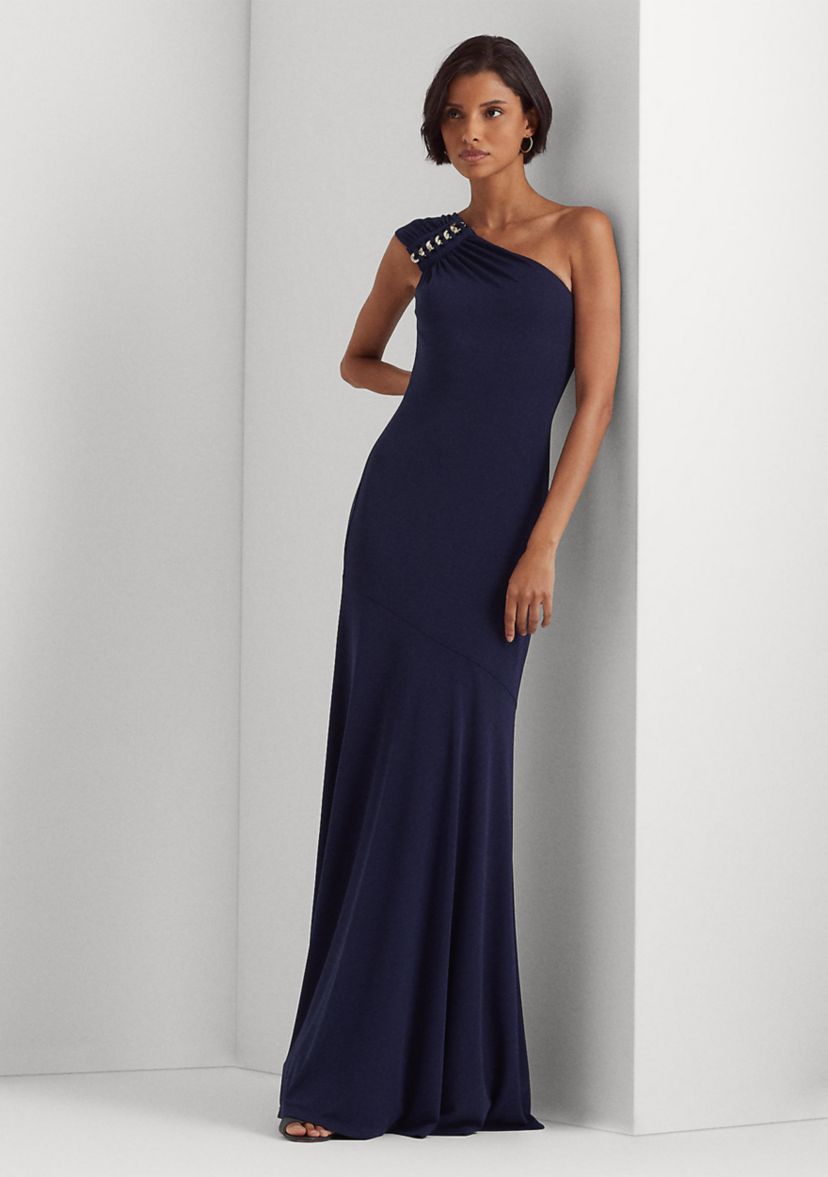 Womens Jersey One Shoulder Gown