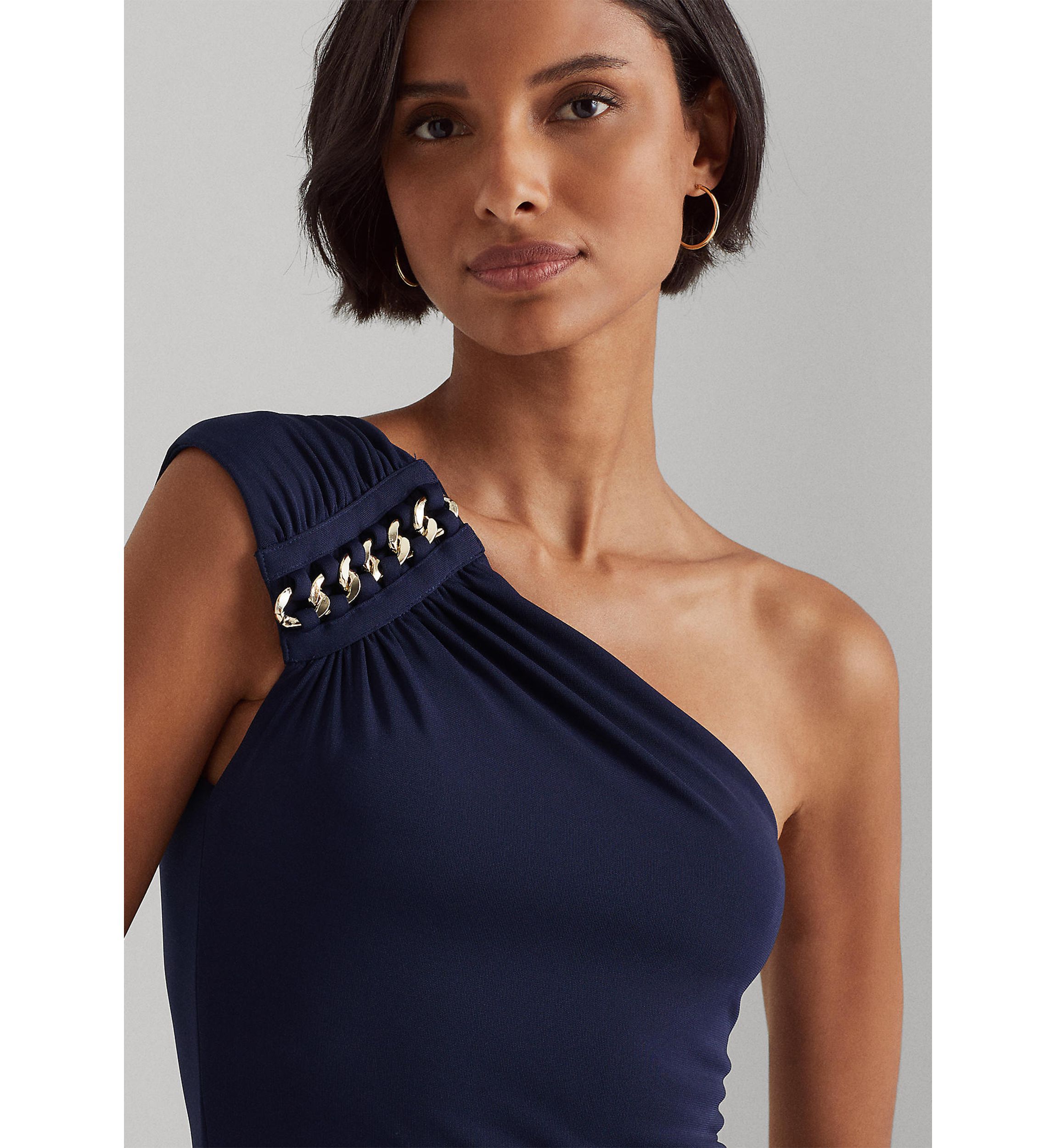 Womens Jersey One Shoulder Gown