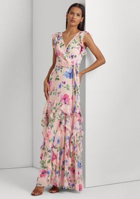 Lauren Ralph Lauren Floral Ruffle-Trim Georgette Gown | belk