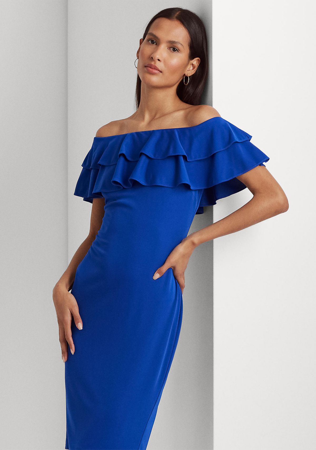 Jersey Off the Shoulder Cocktail Dress