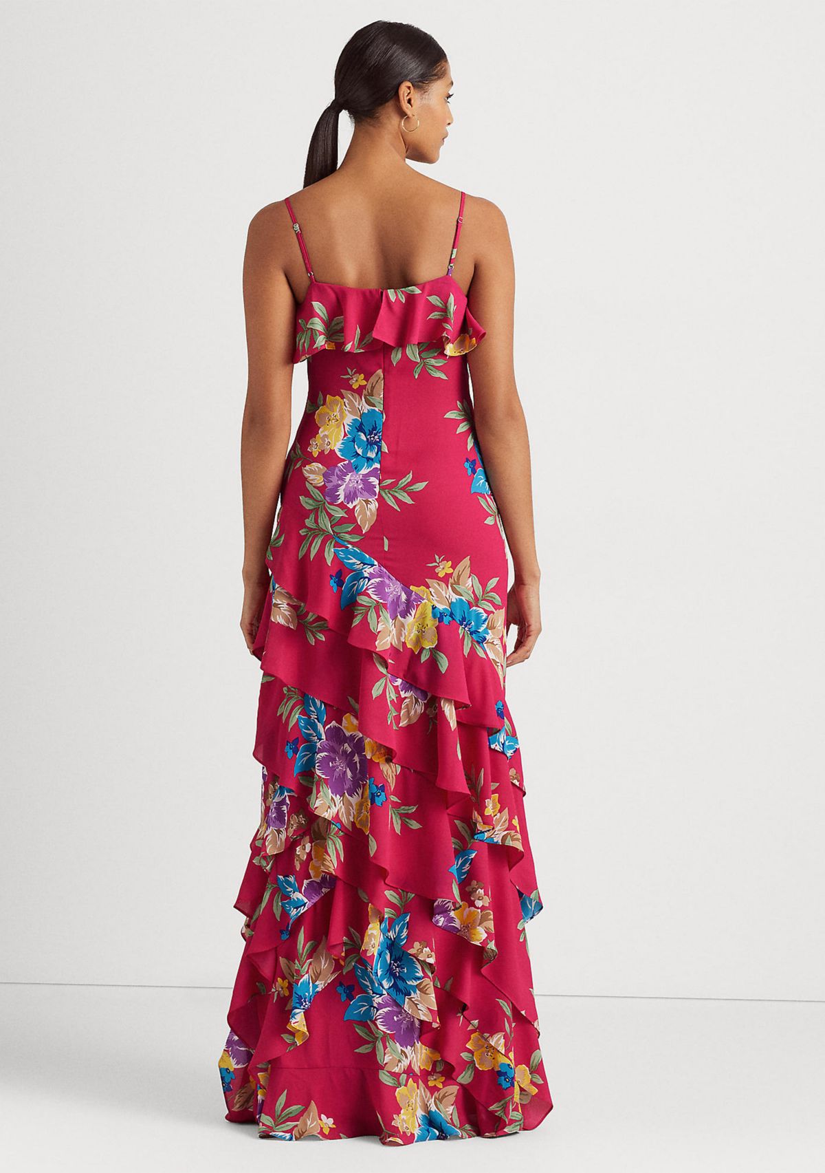 Floral Georgette Tiered Gown