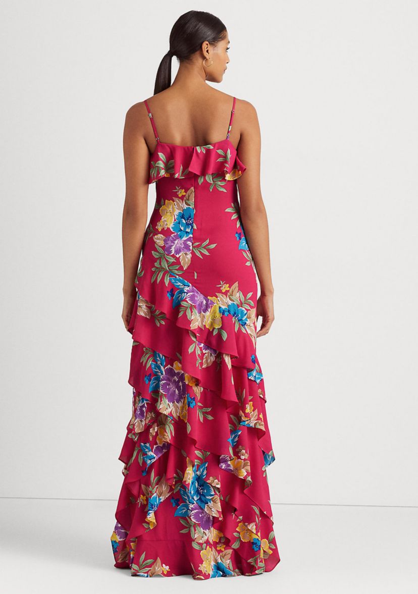 Floral Georgette Tiered Gown