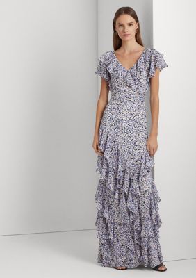 Lauren Ralph Lauren Women's Floral Ruffle-Trim Georgette Gown