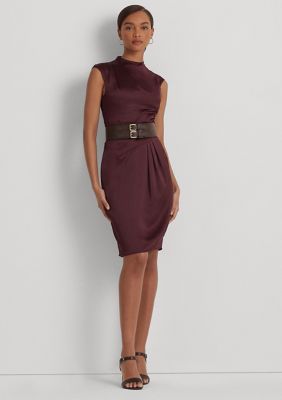 Lauren Ralph Lauren Satin Charmeuse Mock Neck Cocktail Dress belk