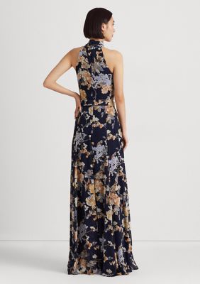 Lauren Ralph Lauren Floral Belted Georgette Halter Gown | belk