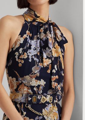 Lauren Ralph Lauren Floral Belted Georgette Halter Gown | belk