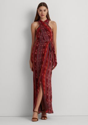 Lauren Ralph Lauren Women's Geo-Striped Georgette Halter Gown
