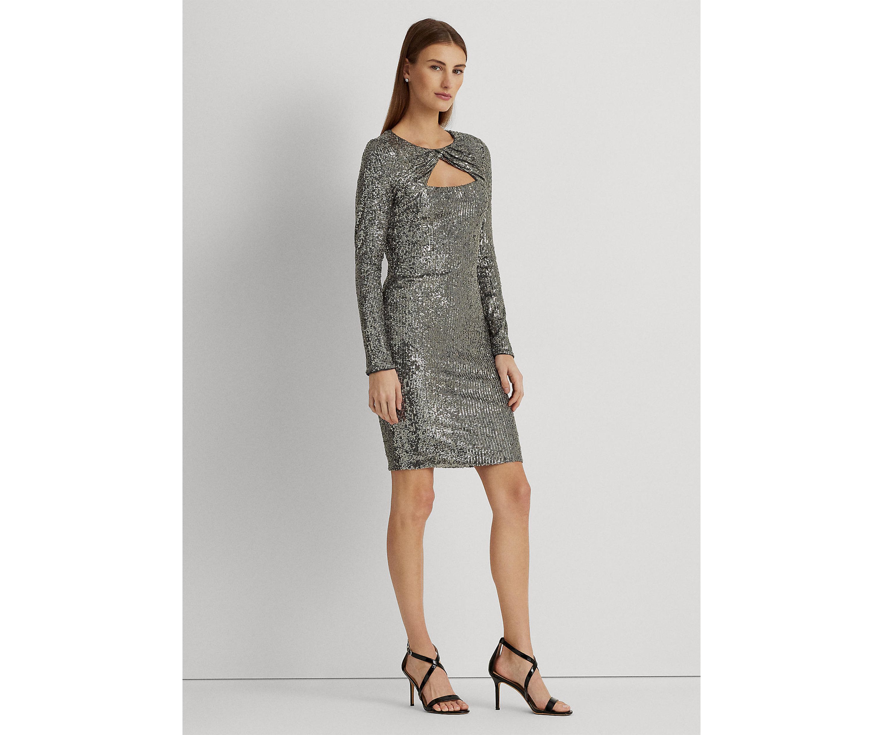 Twist Front Sequined Cocktail Dress