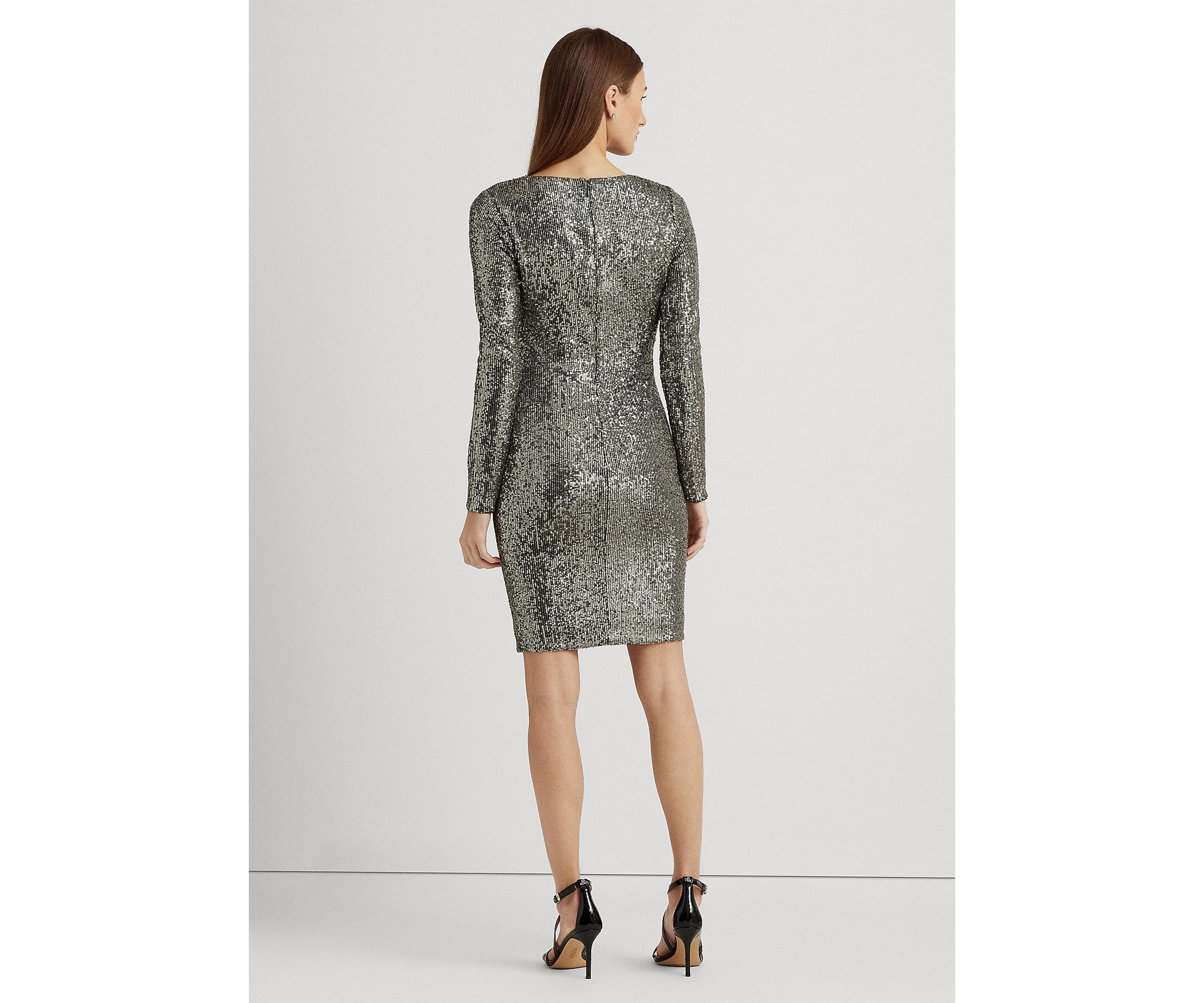 Twist Front Sequined Cocktail Dress