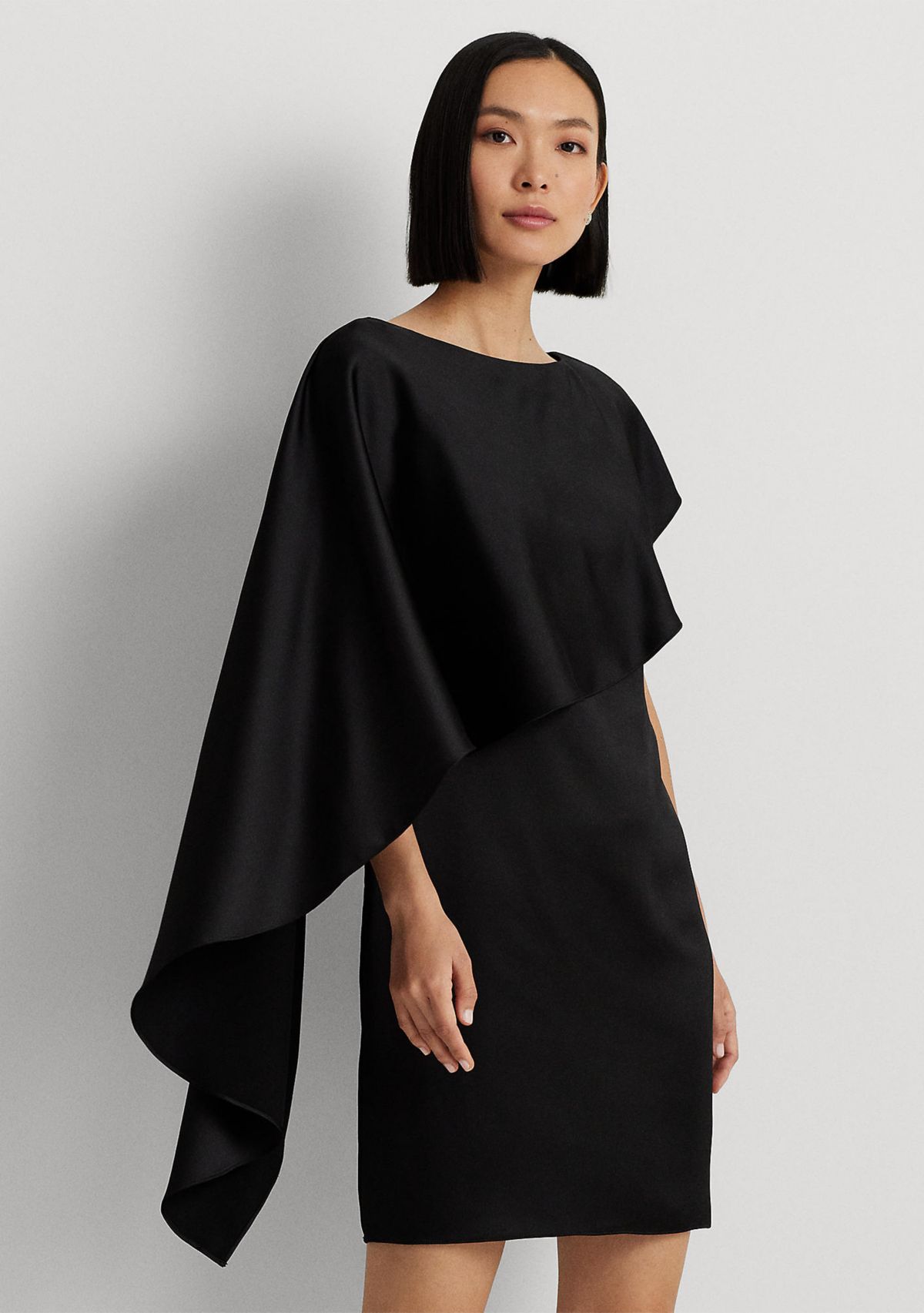 Satin Cape Cocktail Dress