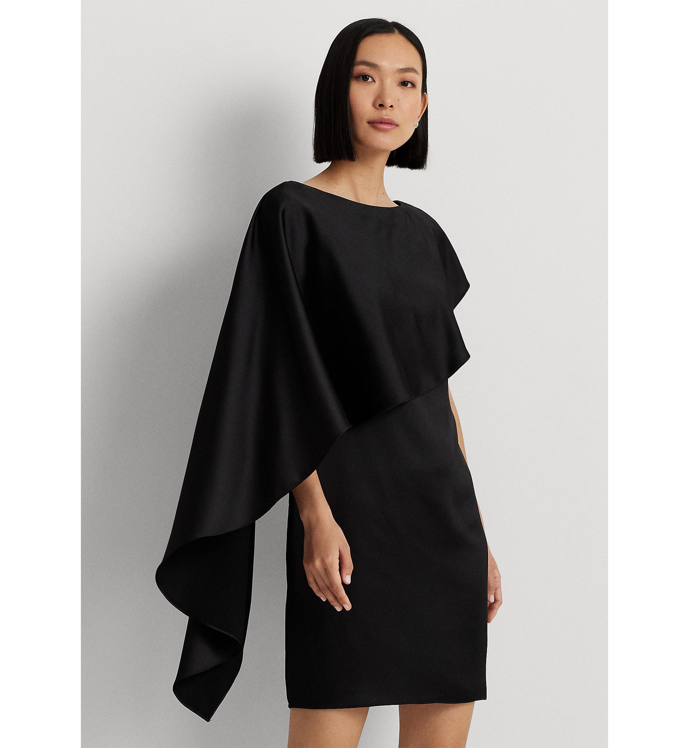 Satin Cape Cocktail Dress