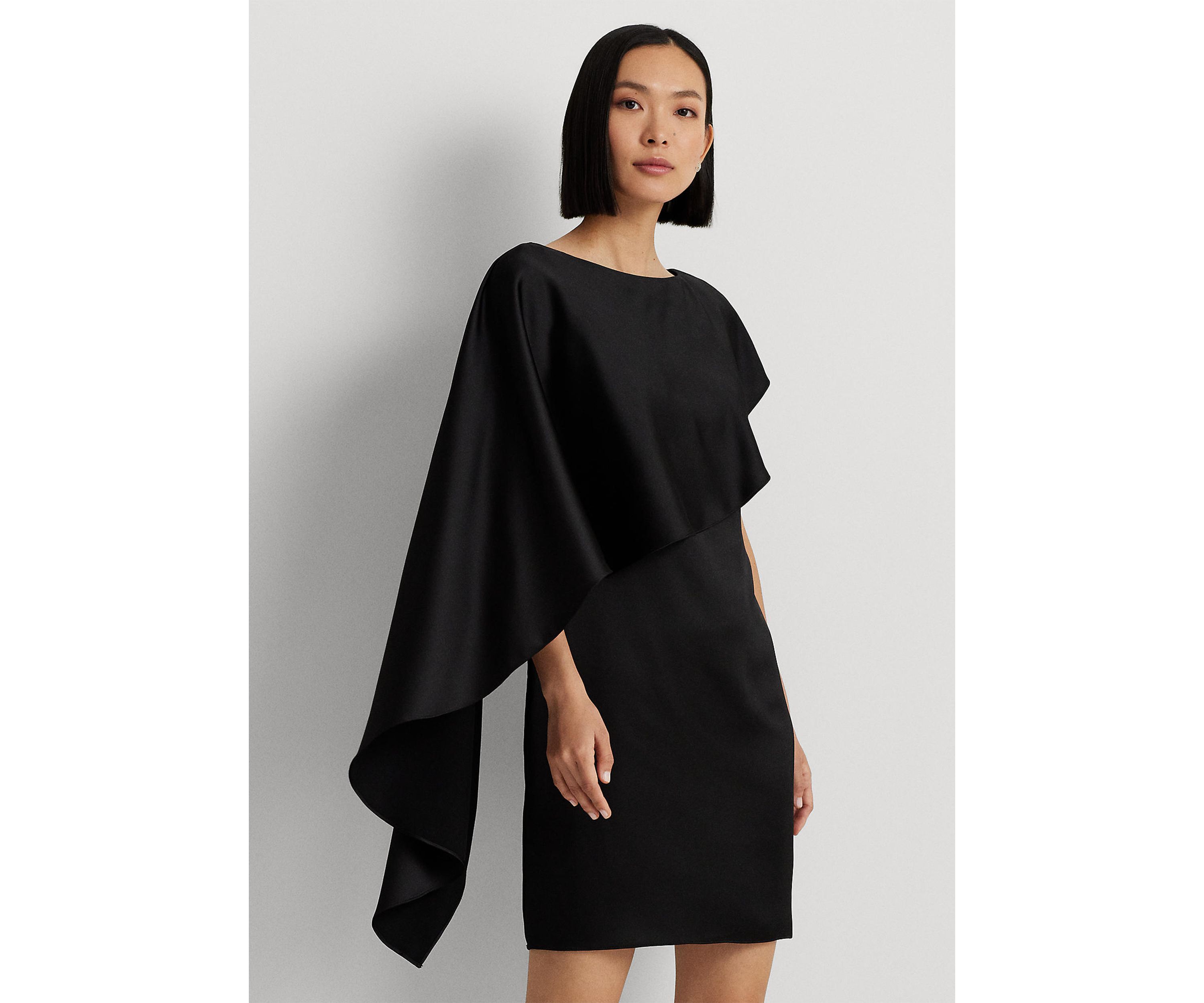 Satin Cape Cocktail Dress
