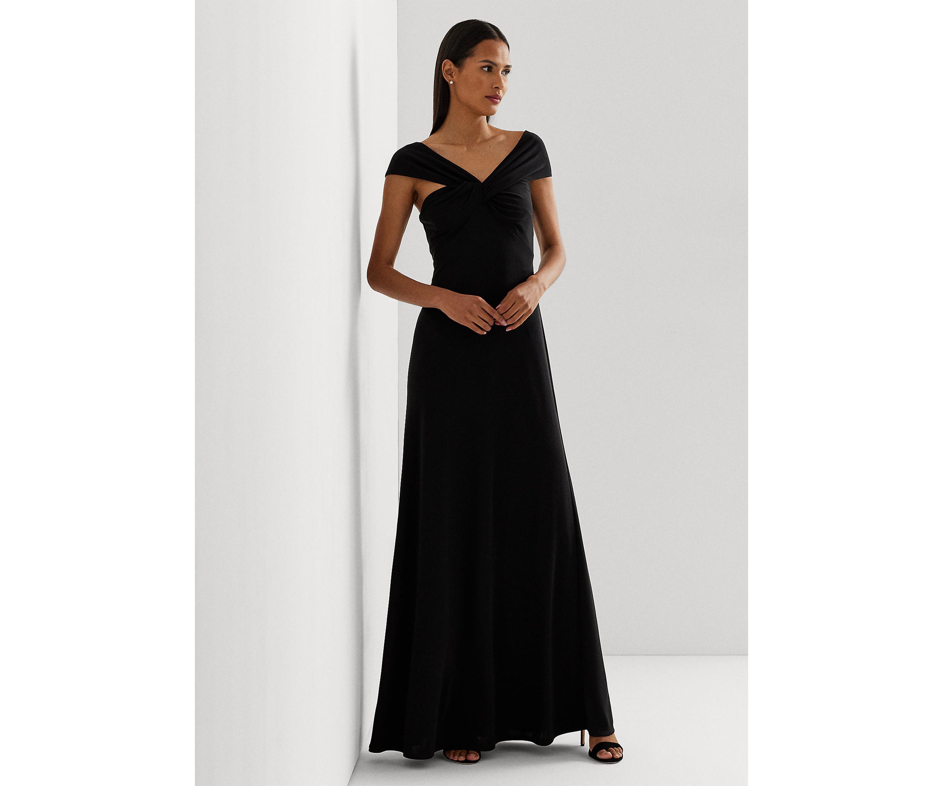 Jersey Off the Shoulder Gown