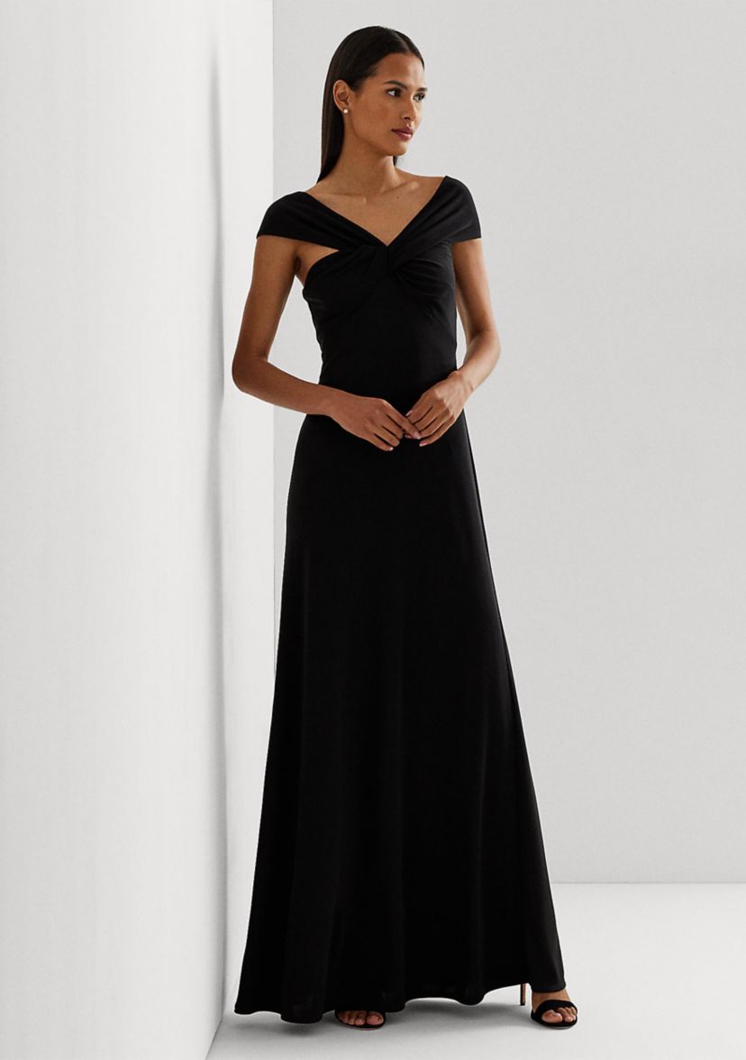 Jersey Off the Shoulder Gown