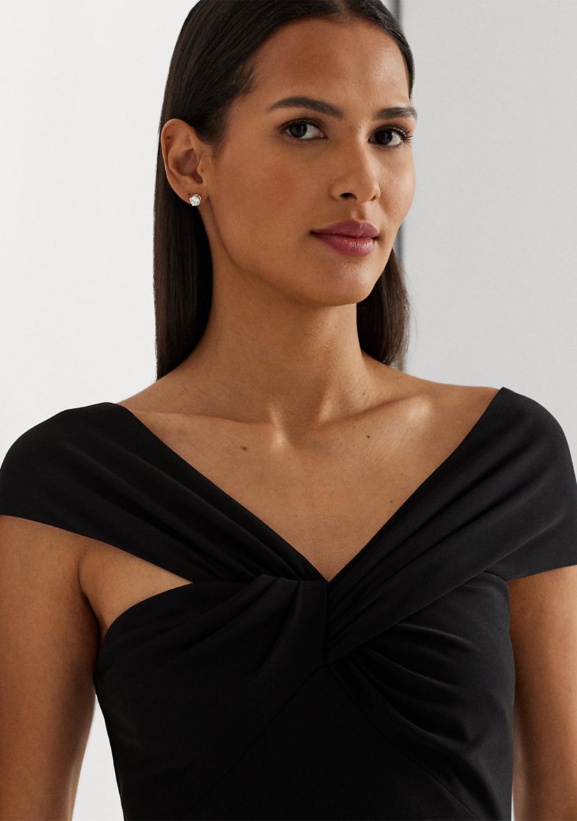 Jersey Off the Shoulder Gown