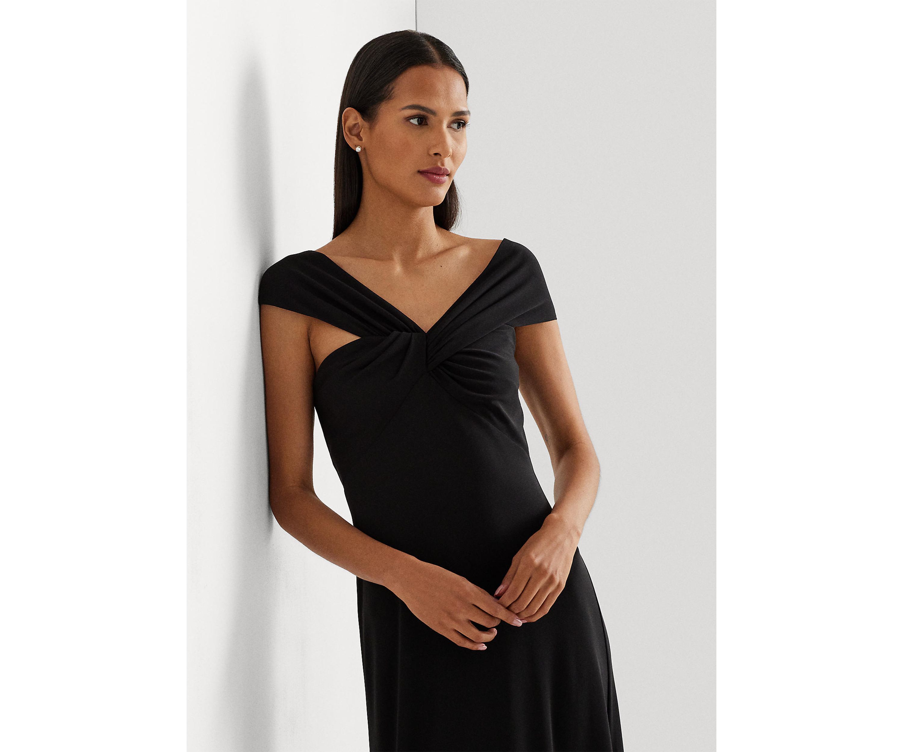 Jersey Off the Shoulder Gown