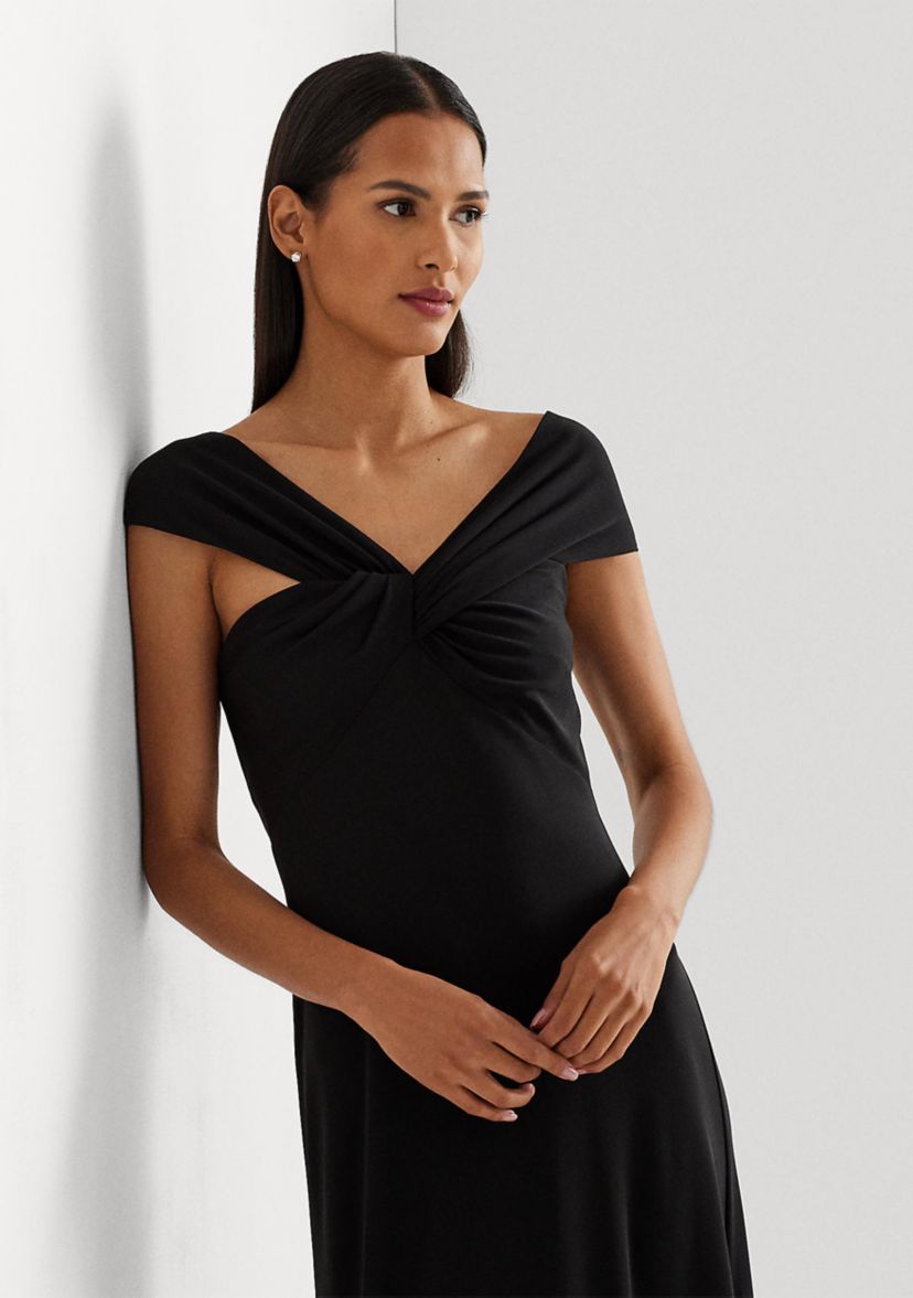 Jersey Off the Shoulder Gown