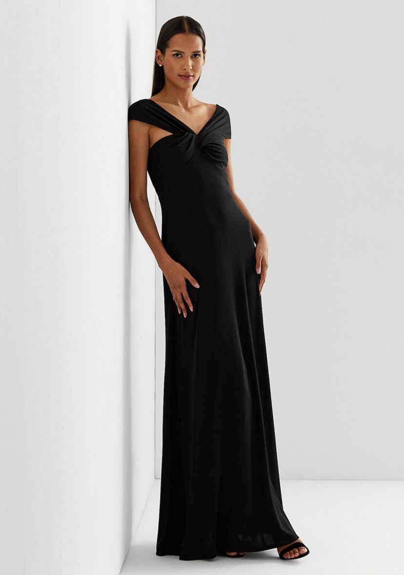 Jersey Off the Shoulder Gown