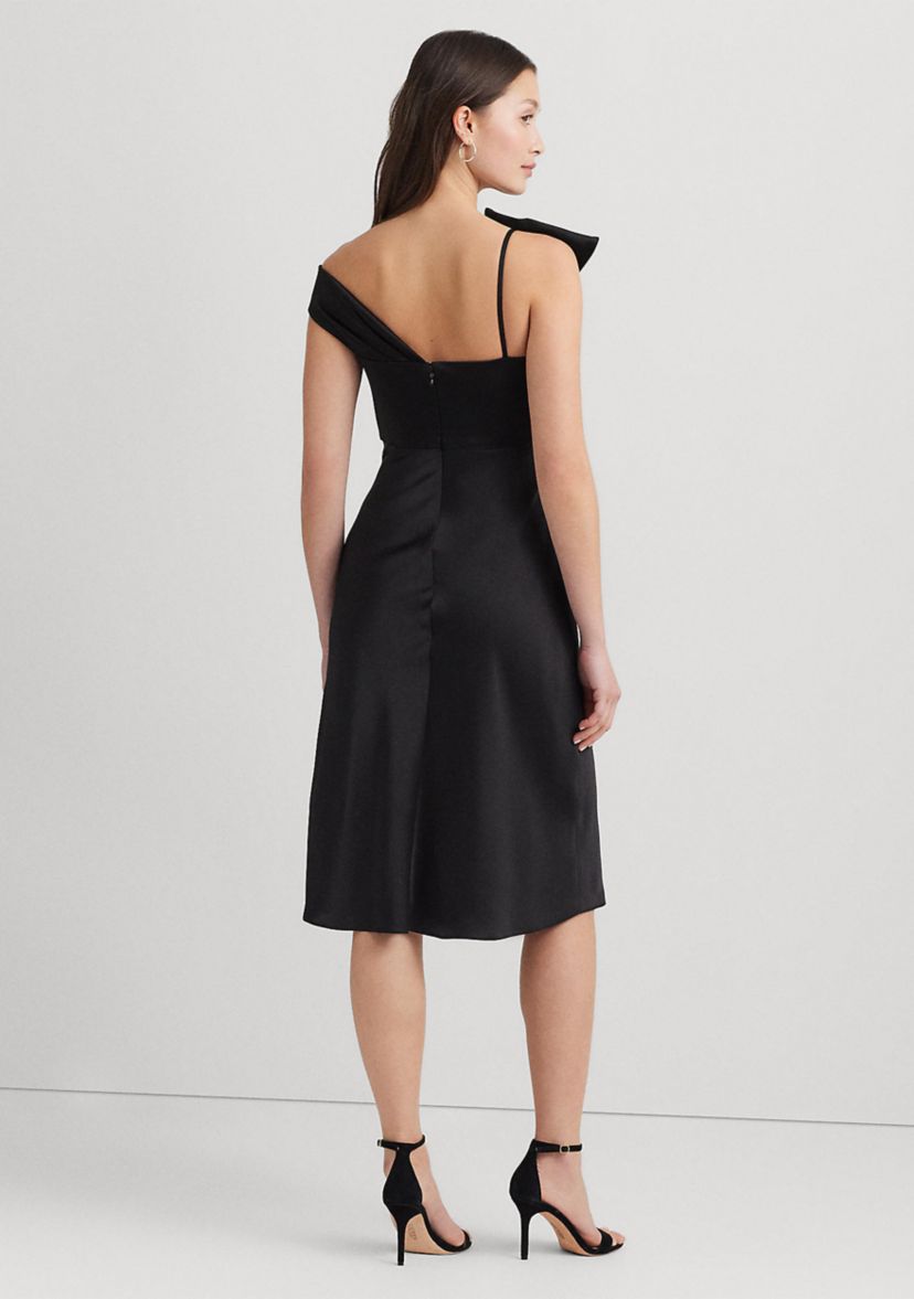 Womens Satin Off-the-Shoulder Cocktail Dress