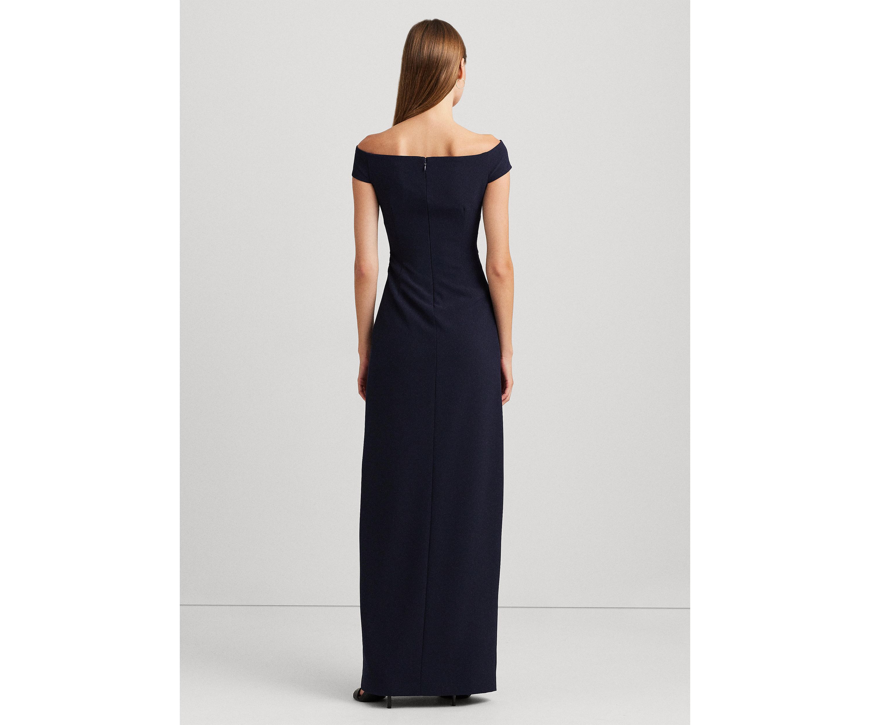  Womens Crepe Off-the-Shoulder Gown 