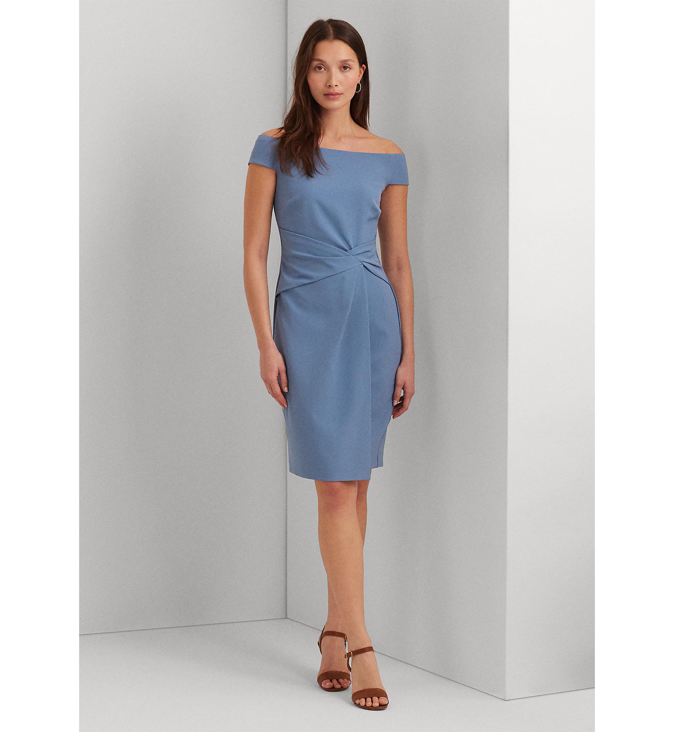 Crepe Off the Shoulder Cocktail Dress