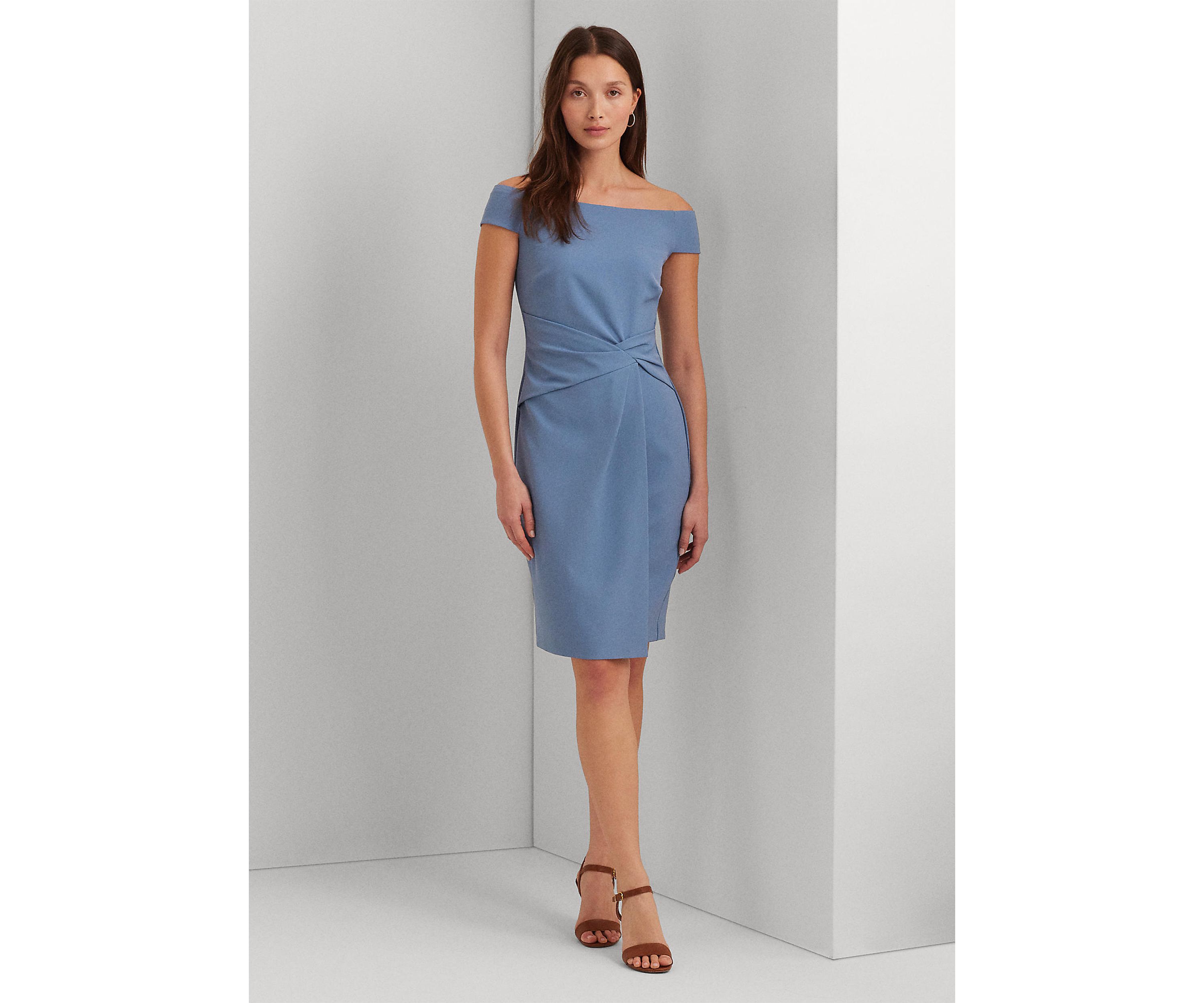 Crepe Off the Shoulder Cocktail Dress