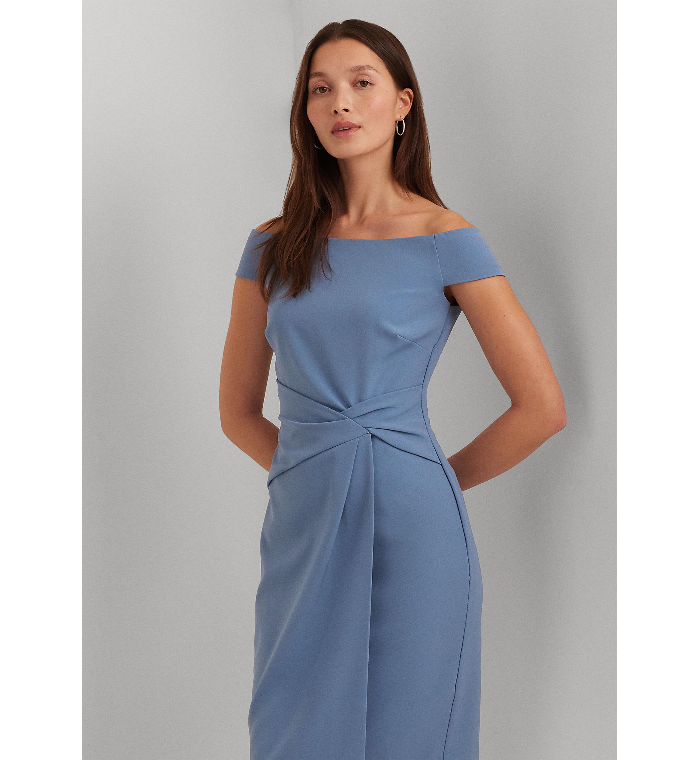 Crepe Off the Shoulder Cocktail Dress