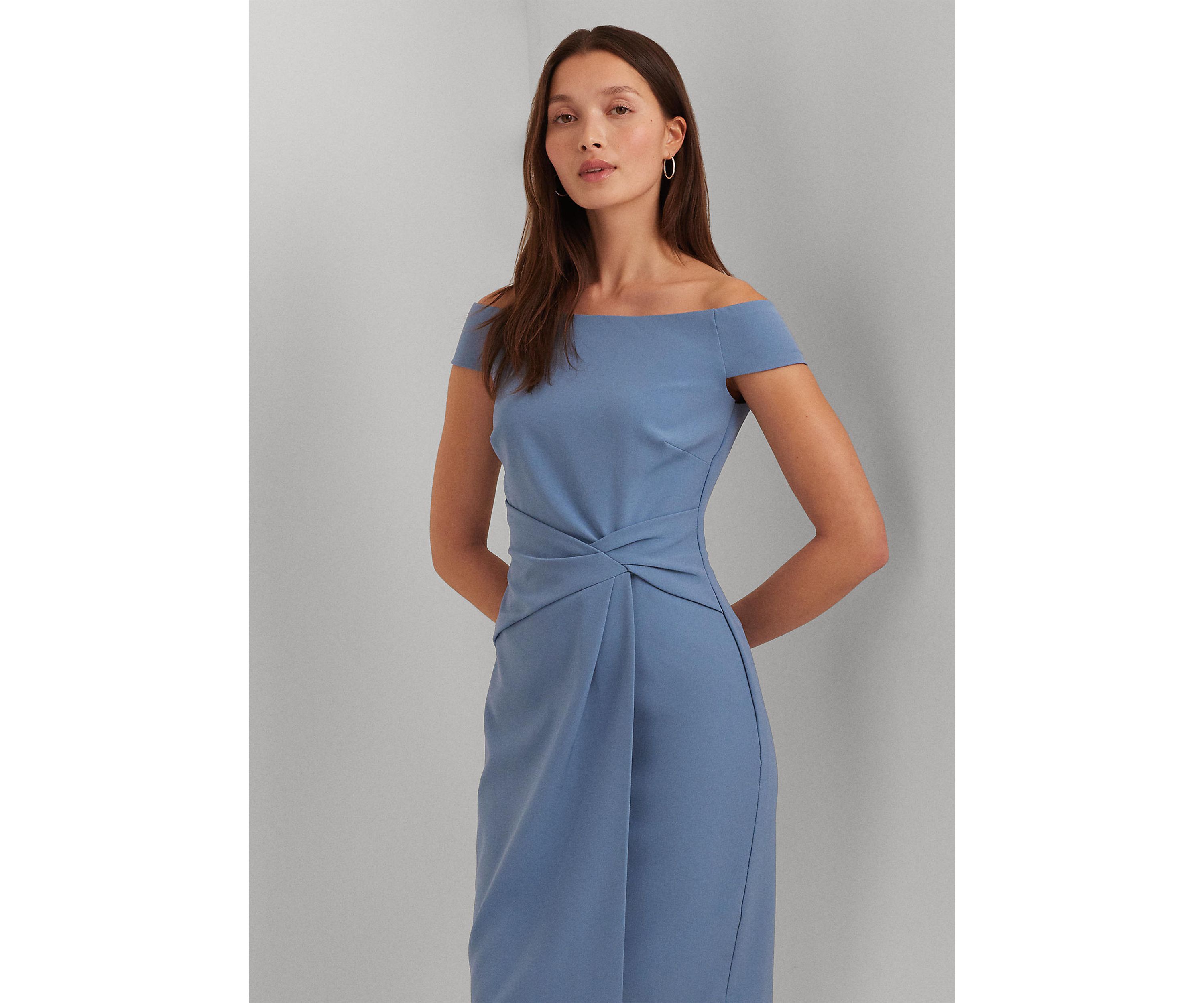 Crepe Off the Shoulder Cocktail Dress
