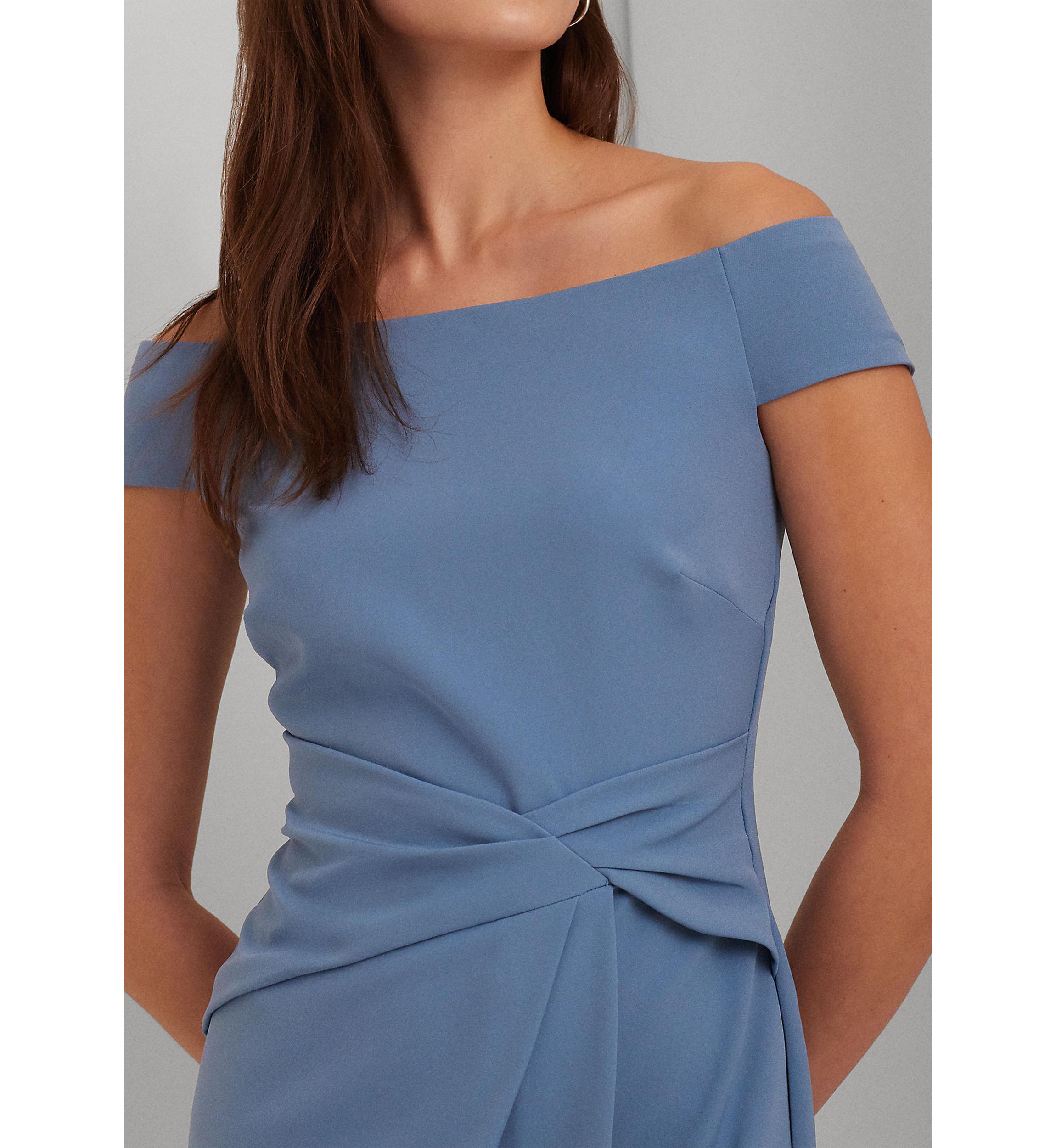 Crepe Off the Shoulder Cocktail Dress
