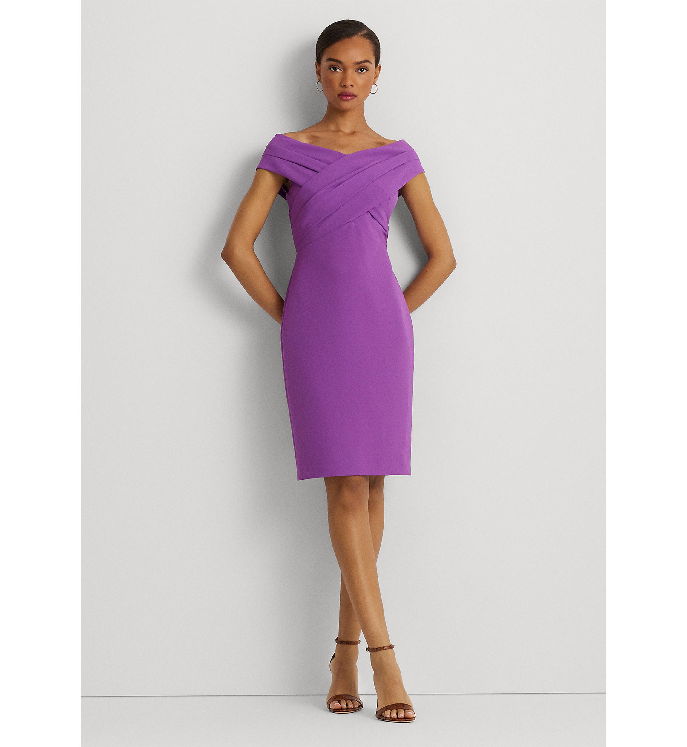 Crepe Off the Shoulder Cocktail Dress