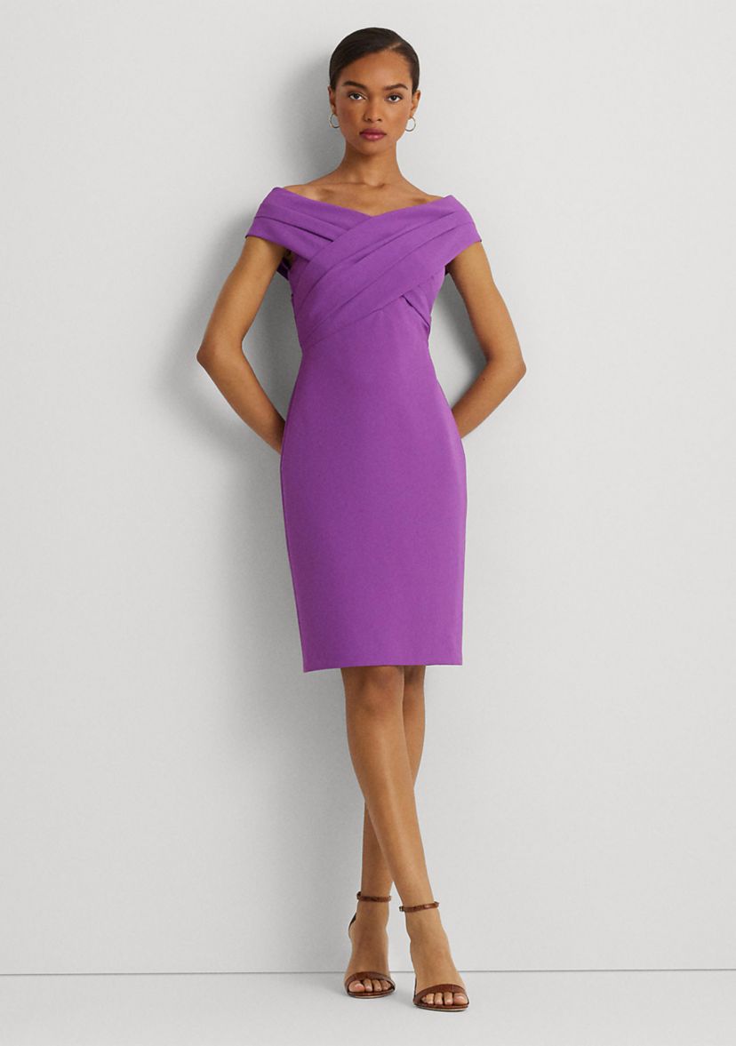 Crepe Off the Shoulder Cocktail Dress
