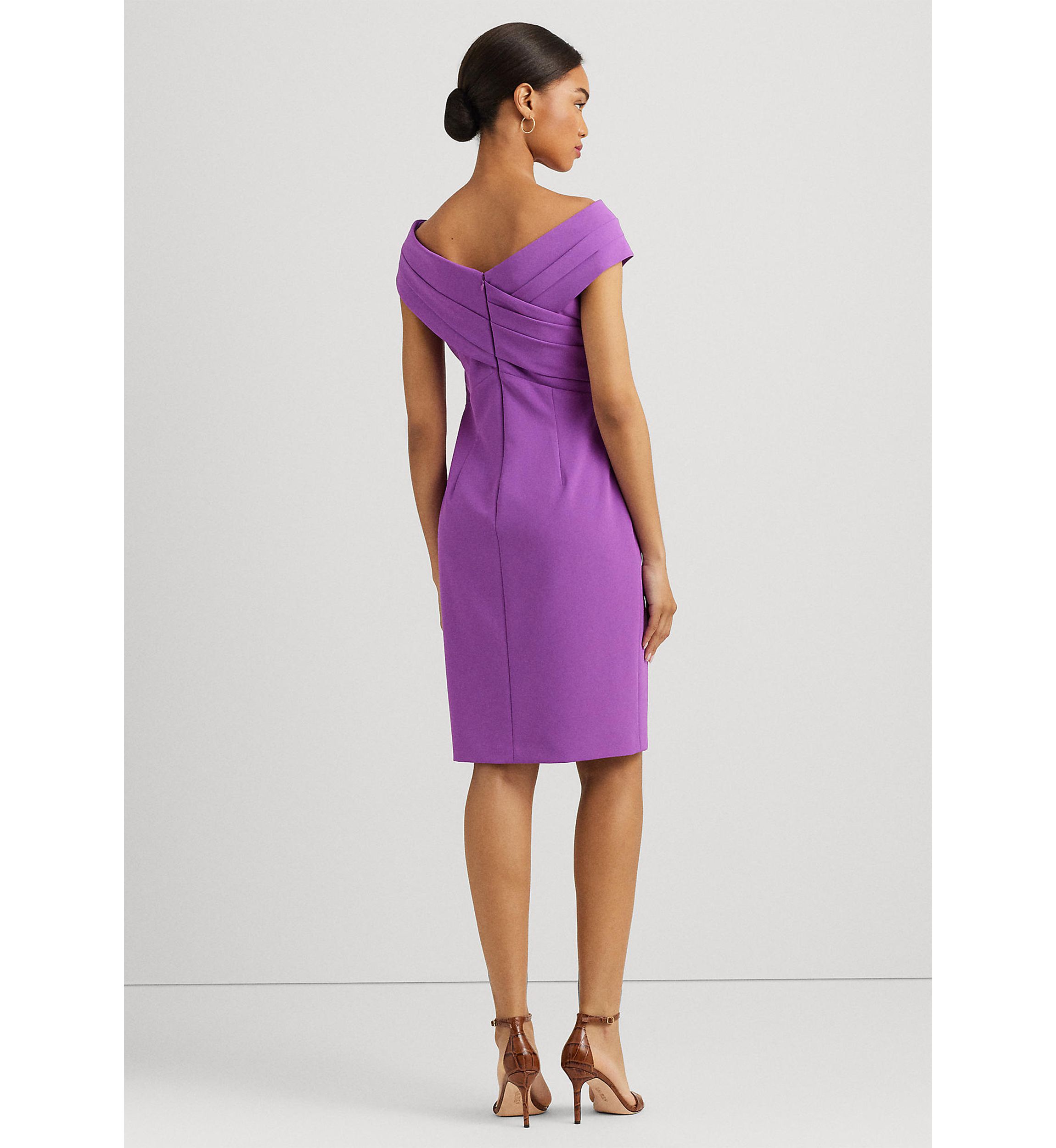 Crepe Off the Shoulder Cocktail Dress