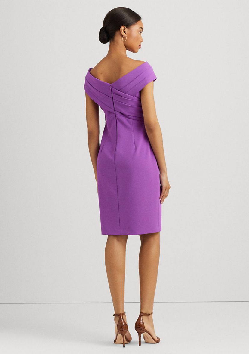 Crepe Off the Shoulder Cocktail Dress