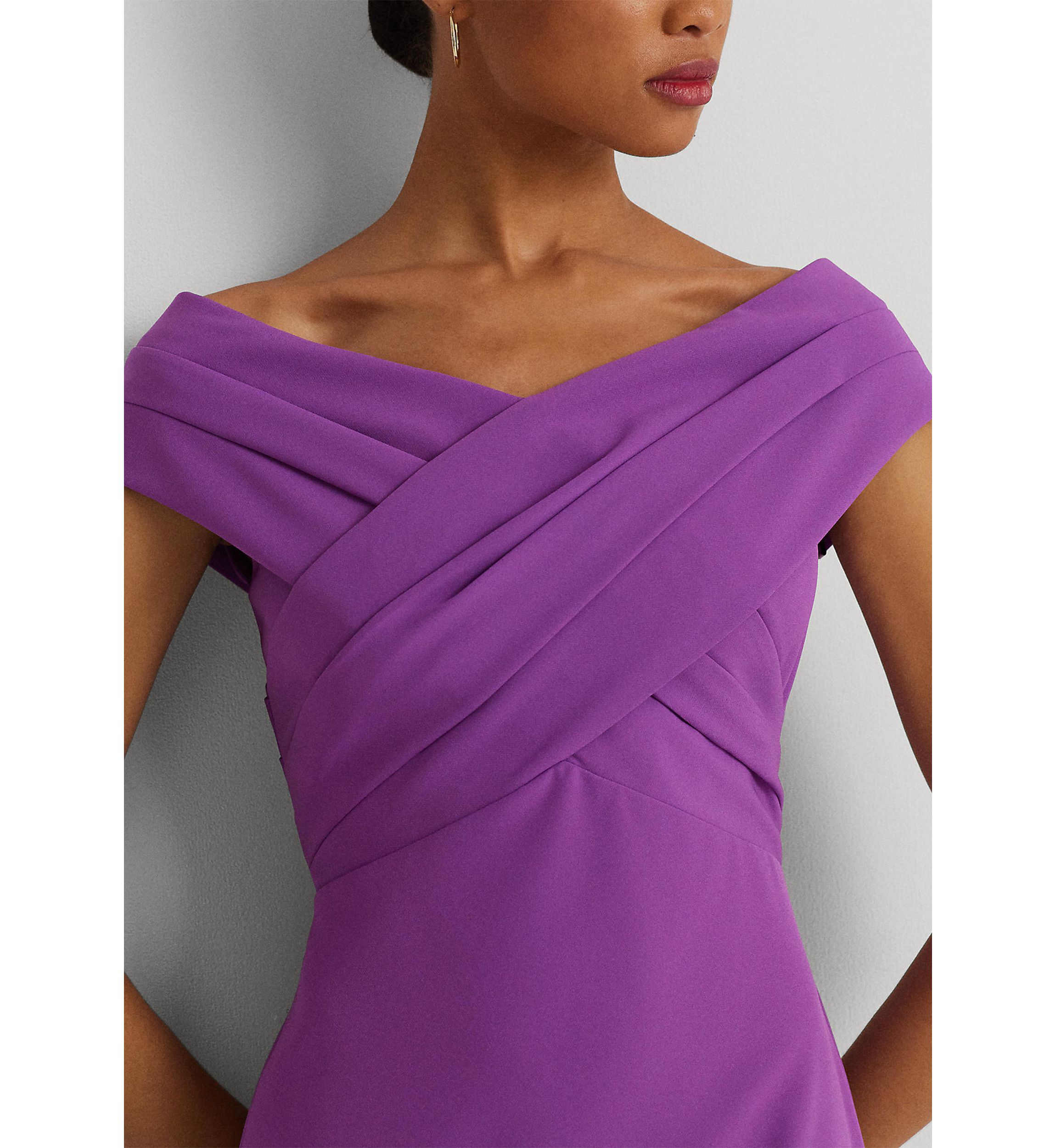 Crepe Off the Shoulder Cocktail Dress