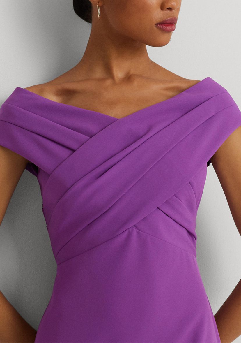 Crepe Off the Shoulder Cocktail Dress