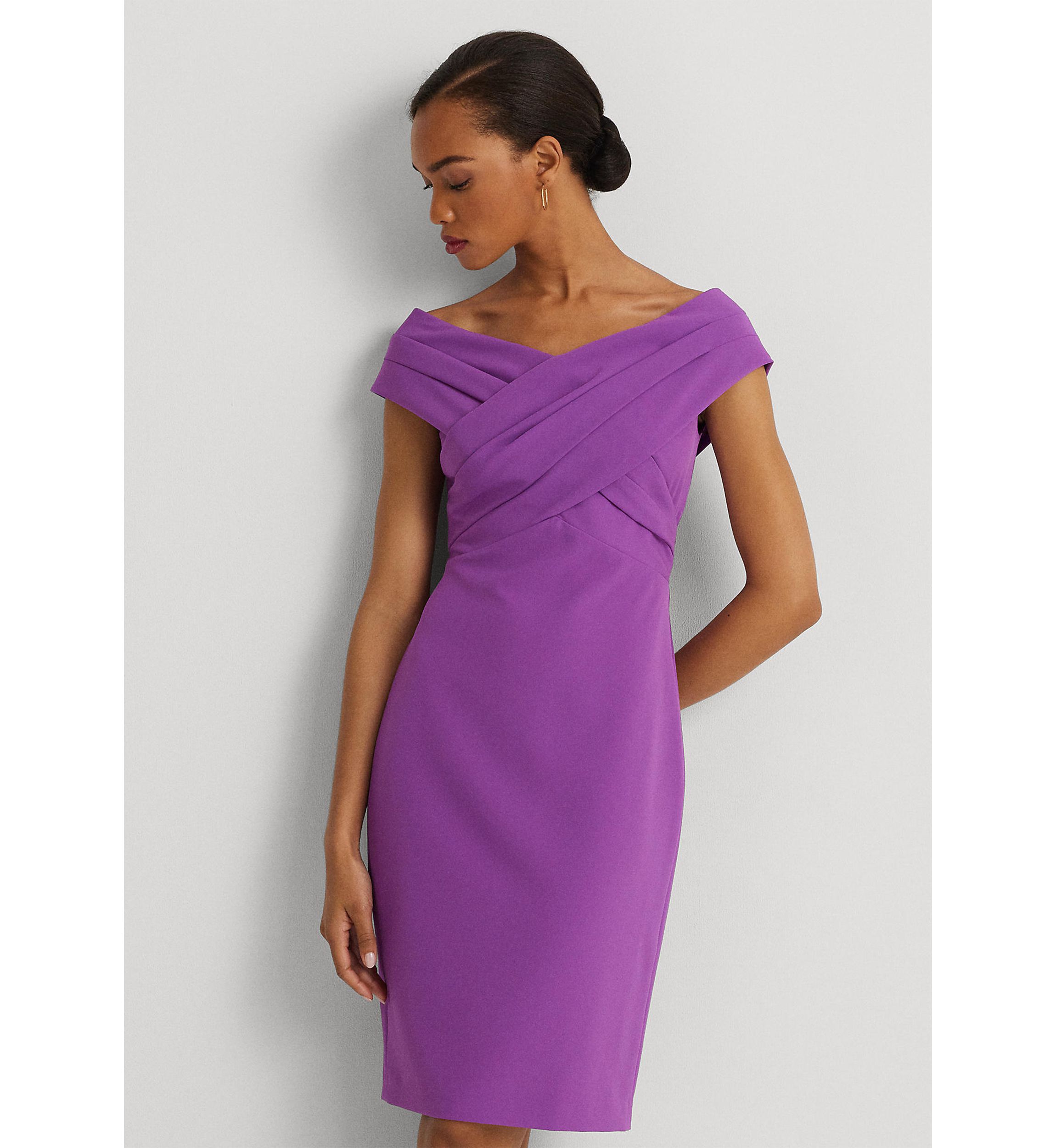 Crepe Off the Shoulder Cocktail Dress