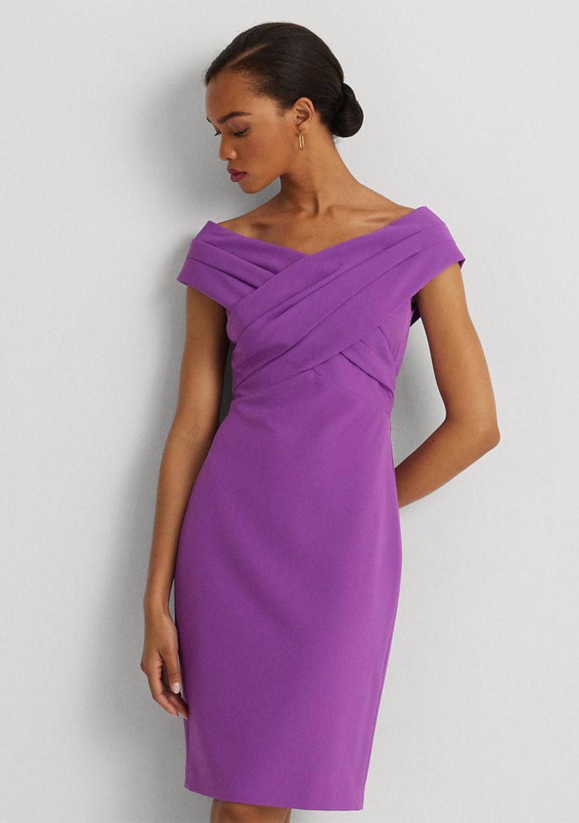 Crepe Off the Shoulder Cocktail Dress