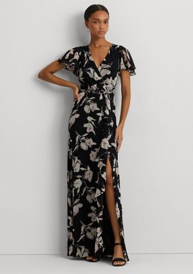 LAUREN RALPH LAUREN Womens Dalen Metallic Floral Cocktail Dress Black 6