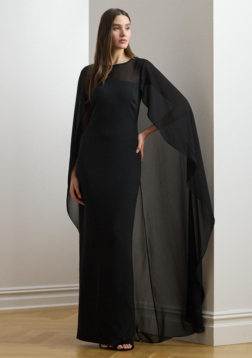 Womens Cape Georgette Gown
