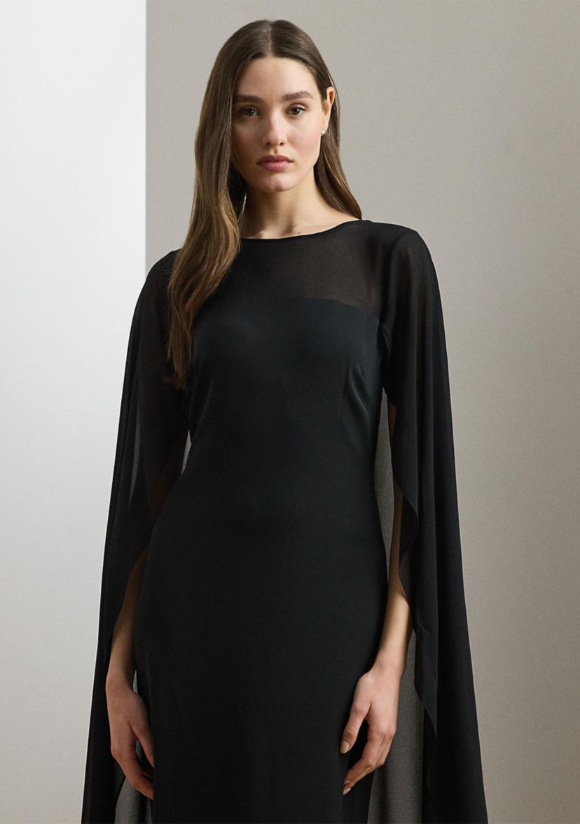 Womens Cape Georgette Gown