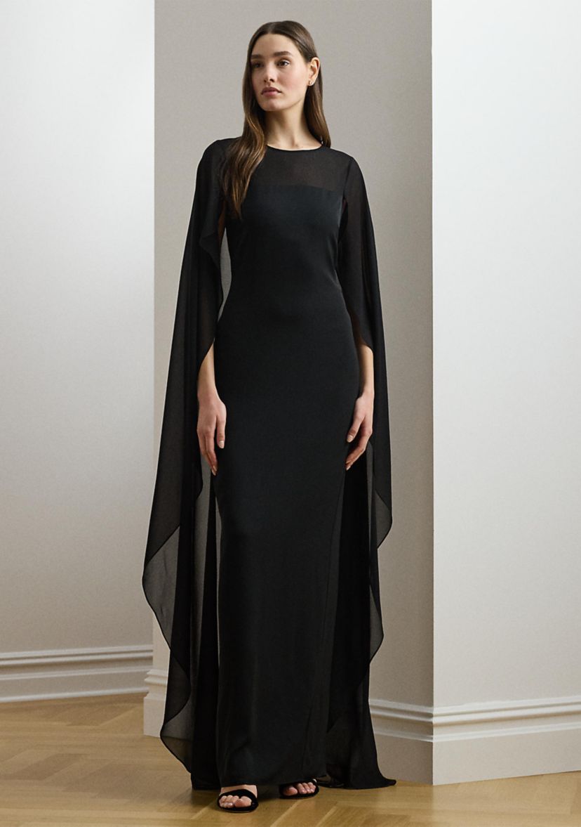 Womens Cape Georgette Gown