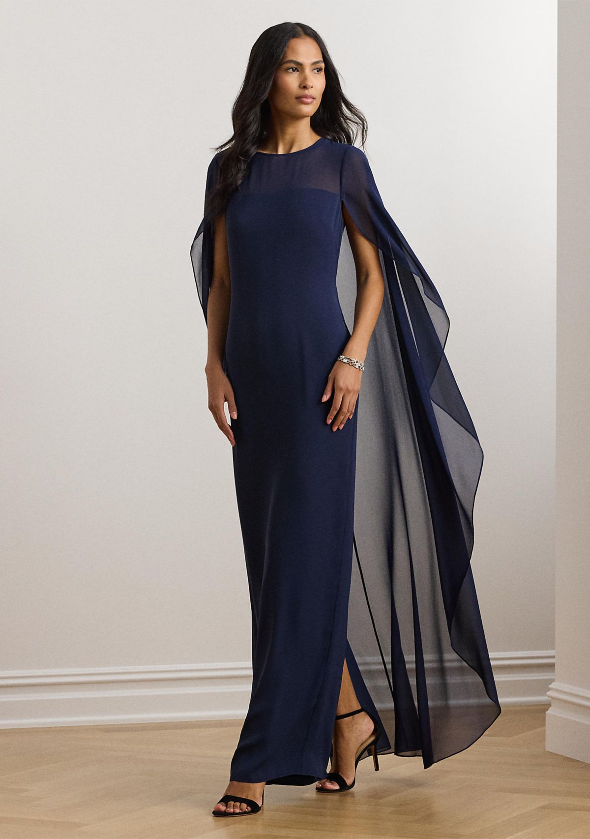 Womens Cape Georgette Gown