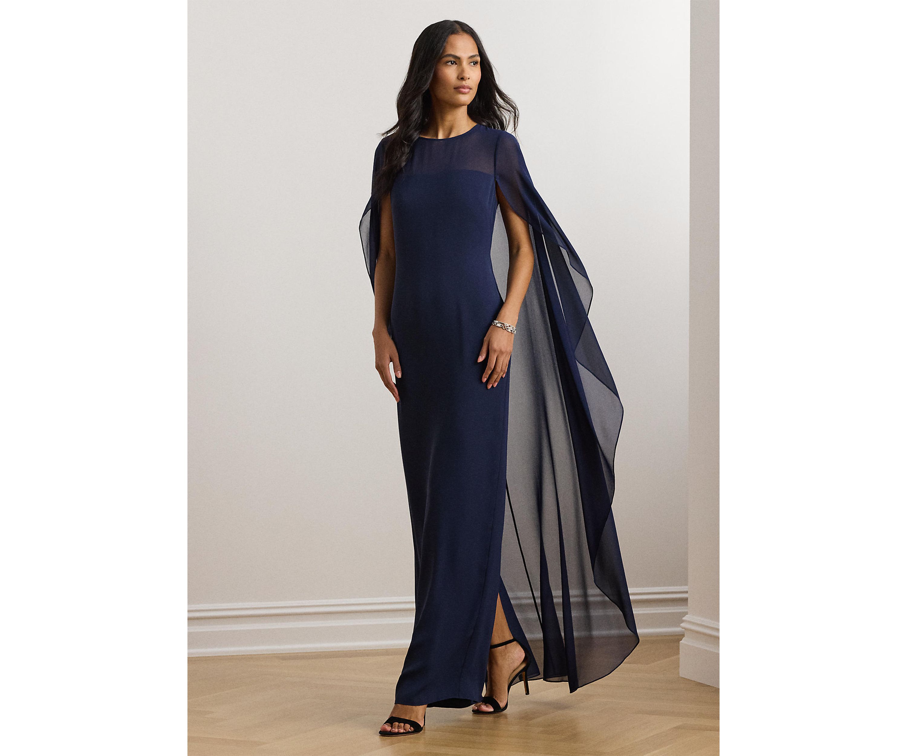 Womens Cape Georgette Gown