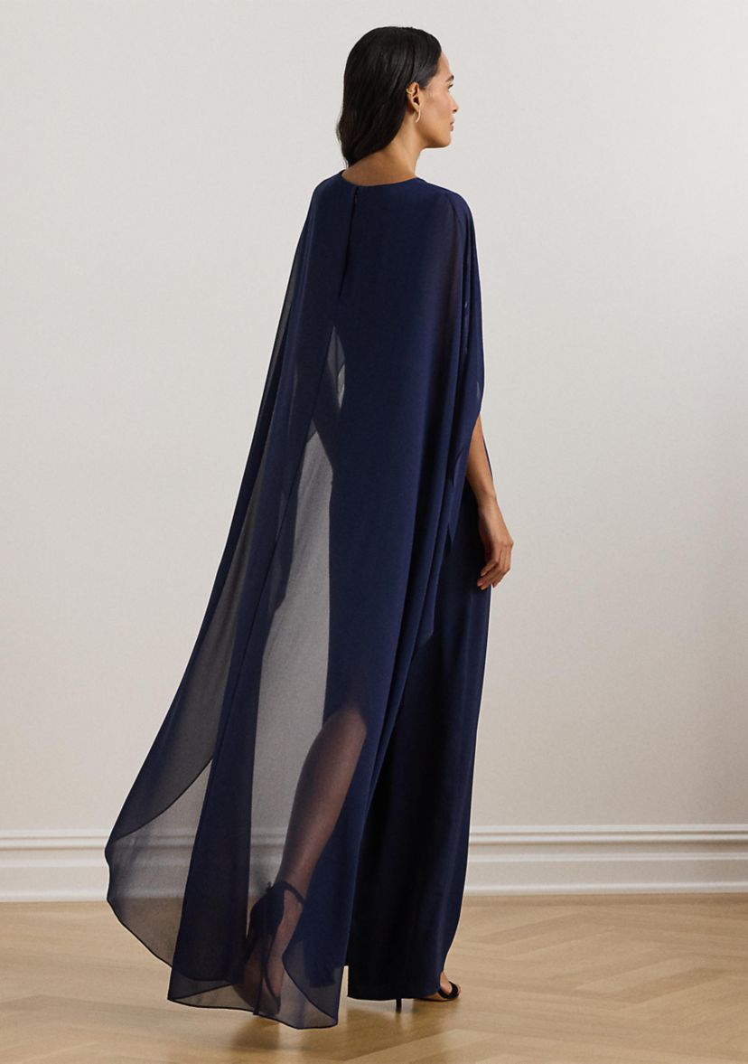 Womens Cape Georgette Gown