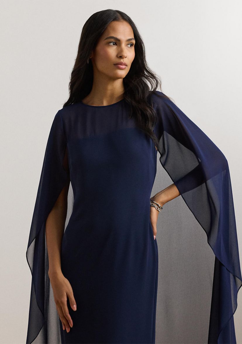 Womens Cape Georgette Gown