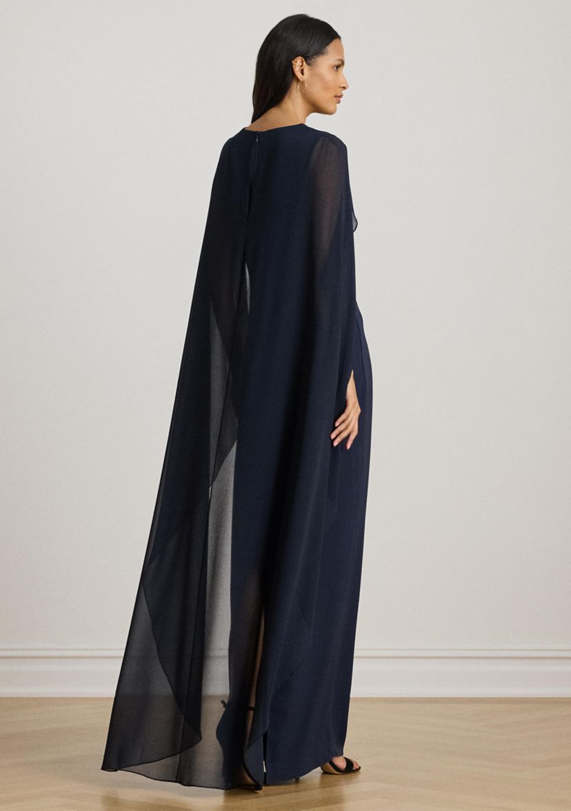 Womens Cape Georgette Gown